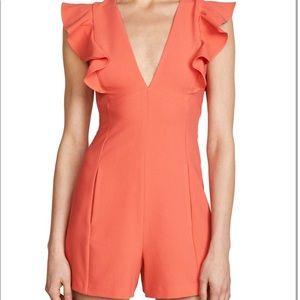Black Halo Deklyn Romper Melon/Orange Ruffled